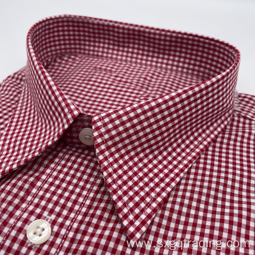 Red checked TC hidden button-down shirt